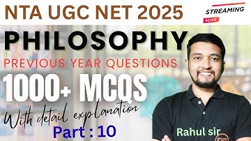Unlocking UGC NET 2025: Comprehensive Philosophy MCQs by Rahul Sir Part 10!