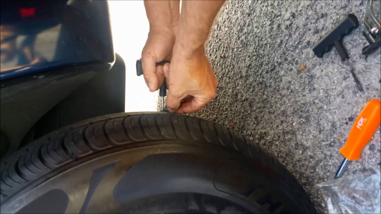 Tire Plug a tire How to fix a leak and remove nail YouTube