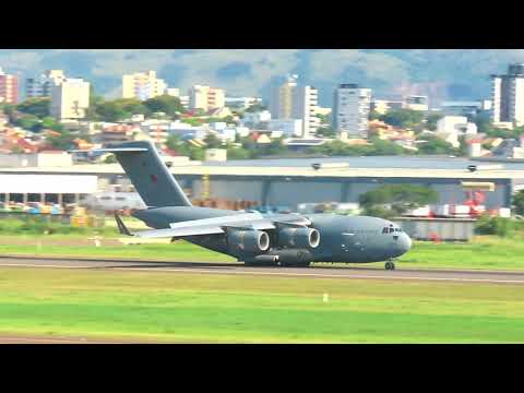 Pouso do Boeing C-17A Globemaster III em Porto Alegre (22/01/2022)