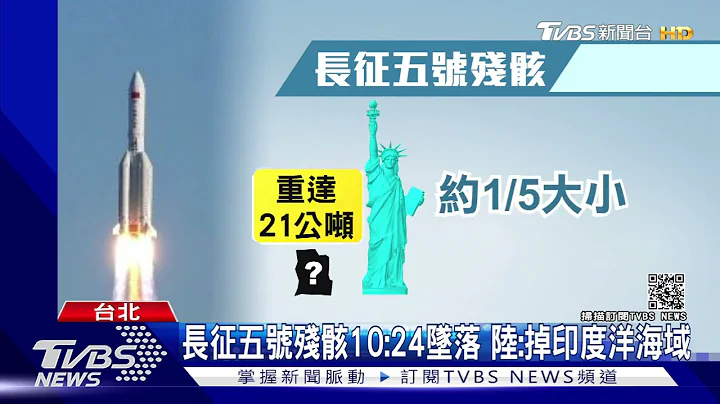 火箭坠地球！长征五号10:24重返大气层 掉落印度洋海域｜TVBS新闻 - 天天要闻