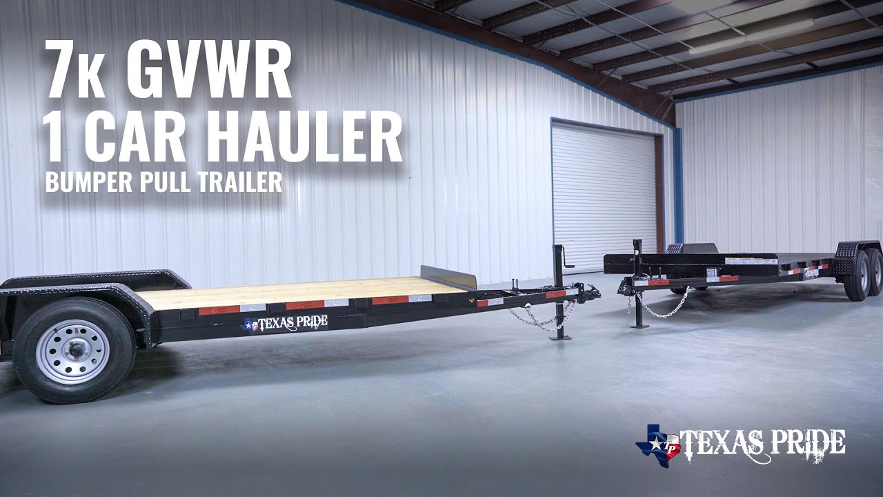 Walk Around 7K lb GVWR Bumper Pull Single Car Hauler Trailer Texas Pride YouTube