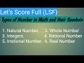 Types of Numbers, and Their symbols