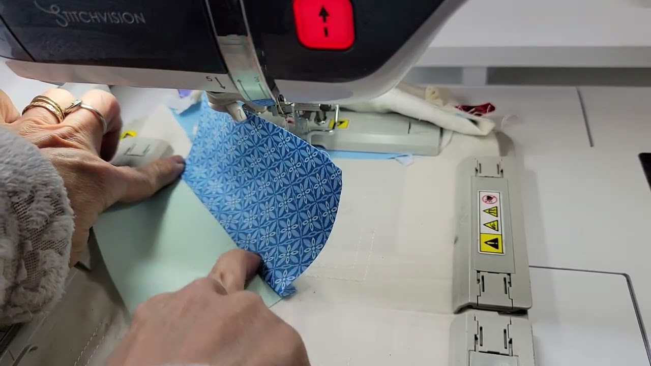 Kimberbell Let it Snow 22" Pillow - Embroidering 2nd Pinwheel and the inner borders 