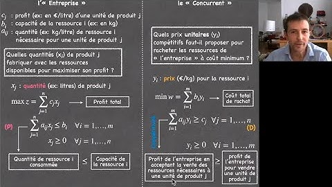 Dualité en programmation linéaire: Interprétation économique du dual dans un cas simple