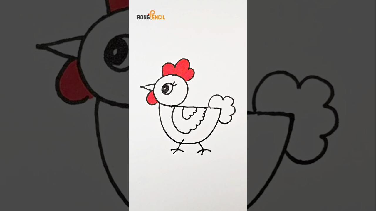How to draw chicken | Easy hen drawing | 