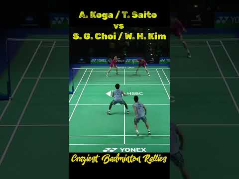 Craziest Badminton Rallies ｜MD - Semifinal｜ A. Koga / T. Saito vs S. G. Choi / W. H. Kim #shorts