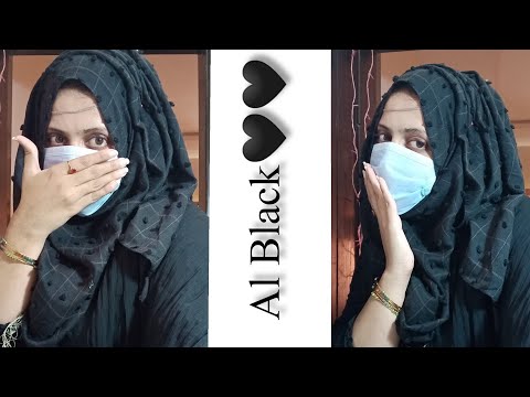 Hijab Tutorial with Chain by Amna Ali-All Black ;) How to Set Chain/Matha patti inner Hijab🖤