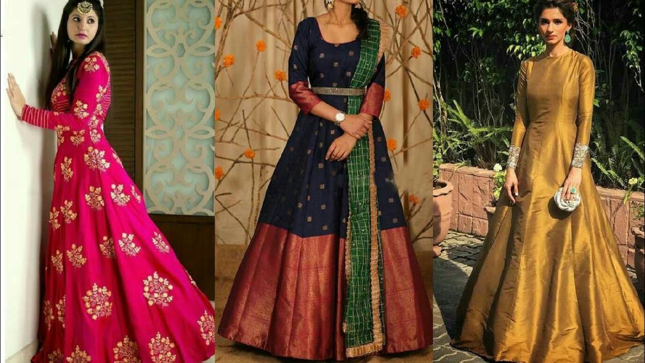 Silk Saree Gown at Rs 1200/piece in Surat | ID: 22435753797