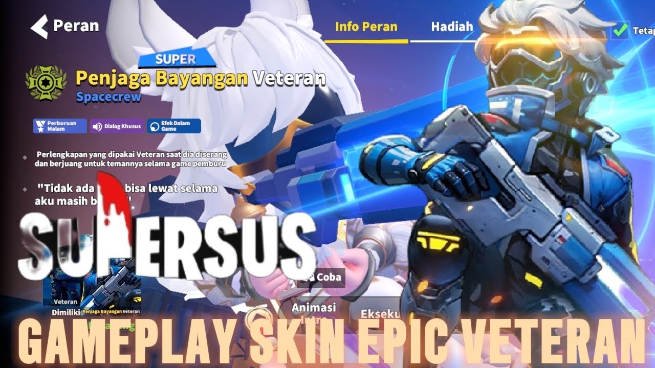 REVIEW GAMEPLAY SKIN PERAN EPIC VETERAN!!! Super Sus Indonesia #supersus #supersusgameplay 