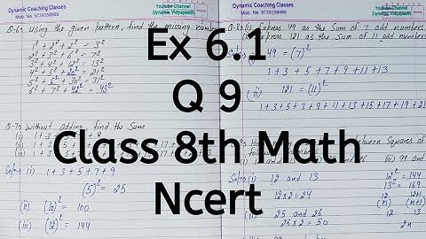 Ex 6.1, Q 9, Chapter 6, Squares & Square Roots, Class 8th Math, Ncert