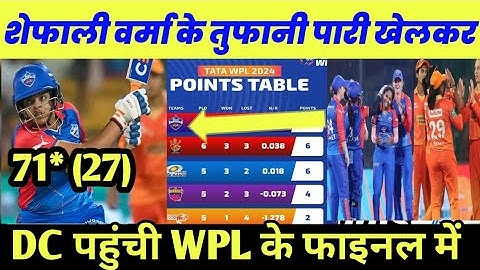 Dc vs Gg wpl 2024 | wpl points table 2024 | wpl 2024 points table | shafali Verma #wpl2024