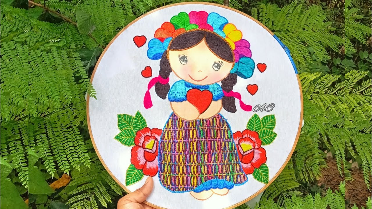 cómo bordar falda de la muñequita lele#1   🩷🩵💙💚con una bellísima puntada ideal para cualquier diseño