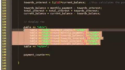 Javascript Loan Calculator - Part 8 - Finishing up the Amortization Table