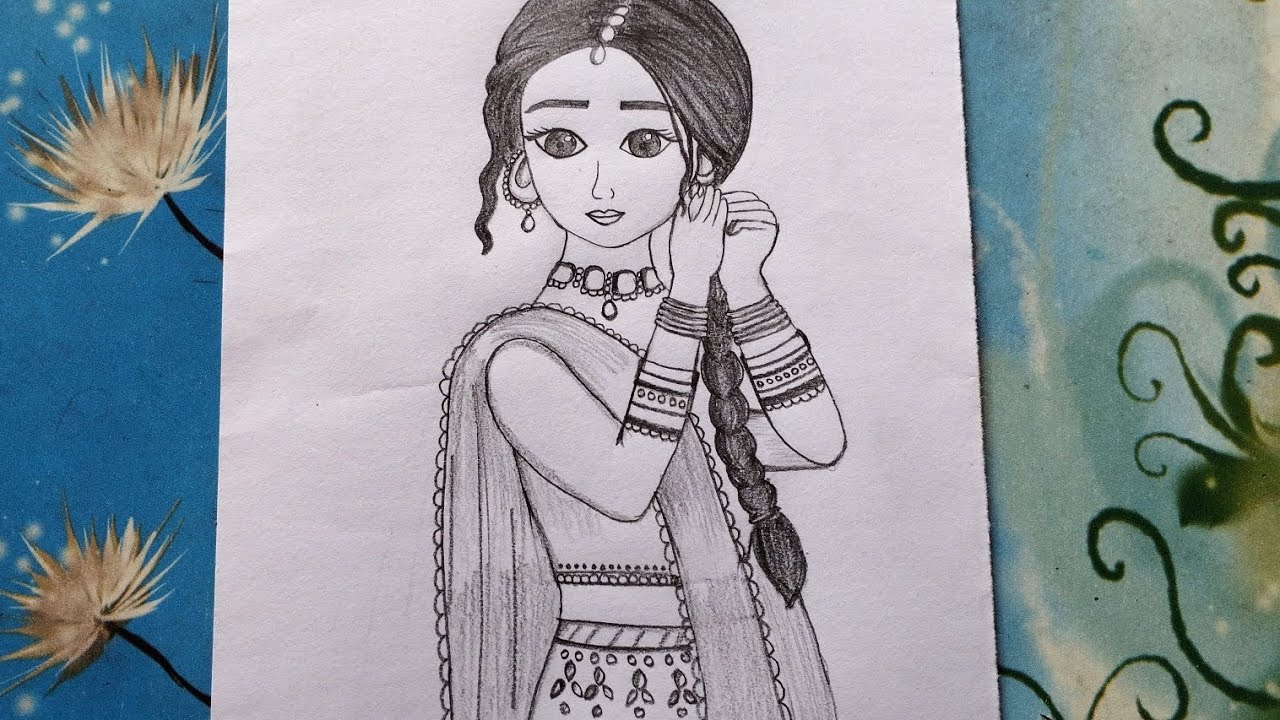 ✨ Beautiful Traditional Girl Sketch | Easy Pencil Drawing for Beginners 🎨