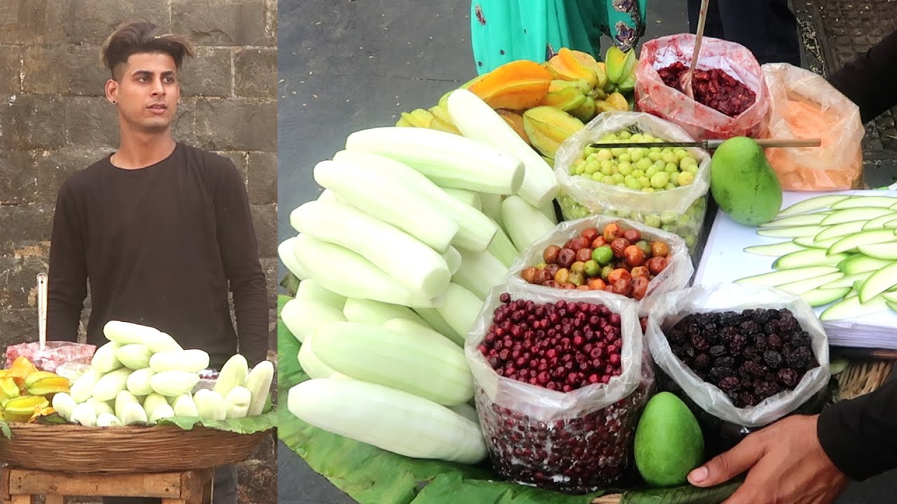 Handsome Guy Selling Seasonal Fruits at Gateway of India | Mumbai Street Food | Raw Mango | Cucumber | Street Food Zone