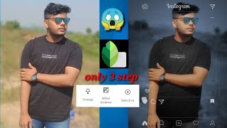 snapseed-only 3 step blue with black background colour with Instagram logo photo edit .unic pabitra
