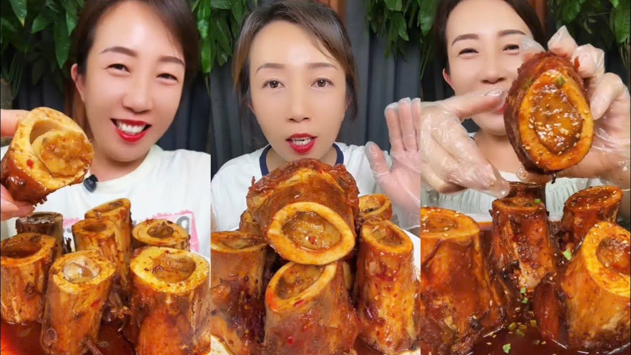 MUKBANG beef bone marrow ASMR  - The best of delicious Lien Huong food #1763