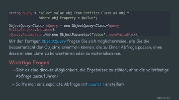 Wie man die Anzahl von Objekten in einem ObjectQuery T  ohne Materialisierung zählt