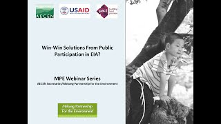 4th MPE Webinar Series Session on Win-Win Solutions from Public Participation in EIA