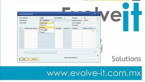 Cómo definir una lista de materiales de ventas y conjunto en SAP Business ONE