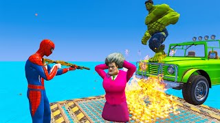 Scary Teacher 3d - Spiderman with Hulk vs Miss'T ( Miss'T in Trouble )  - Game Animation