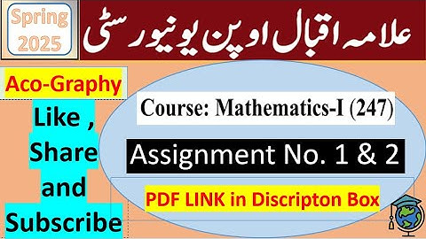 ⏩ AIOU Code 247 Solved Assignment No.1 & 2 Spring 2025 || Subject: Mathematics – I  || Level: Matric