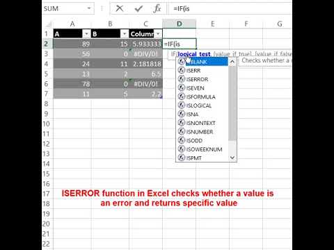 ISERROR function in