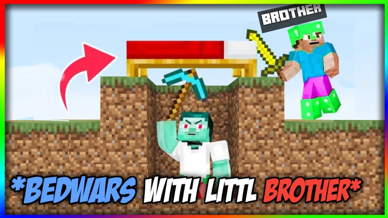 Playing Bedwars in Minecraft With Little Brother || Minecraft Pe In ...