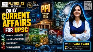 Daily Current Affairs 2026 | Producer Price Index, Climate Tech & Food Security | By Shivani Mam