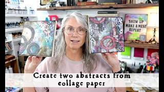 Creating two abstract with collage paper #mixedmedia screenshot 4