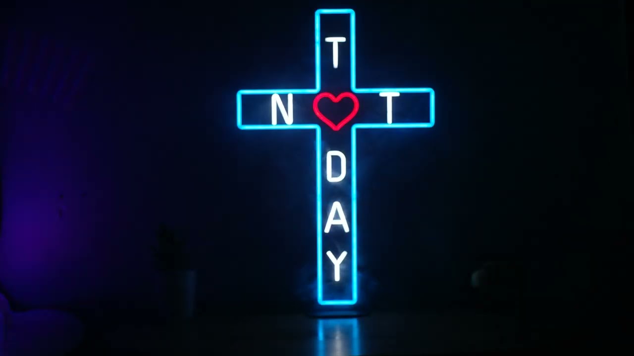 Cross NOT TODAY LED Neon Sign