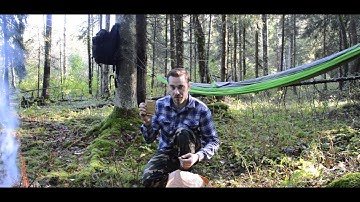 New Lithuanian MRE Test Bushcraft Style. Hammock In The Forrest. Reupload.