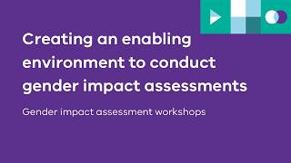Creating an enabling environment to conduct gender impact assessments