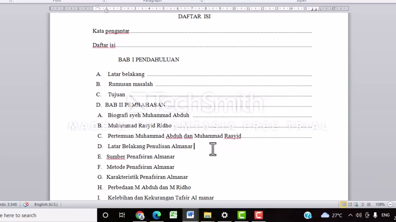 Tips Singkat Merapikan Daftar Isi - YouTube