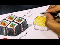 Many ways to draw & paint Easy Japanese food illustration just using watercolour markers