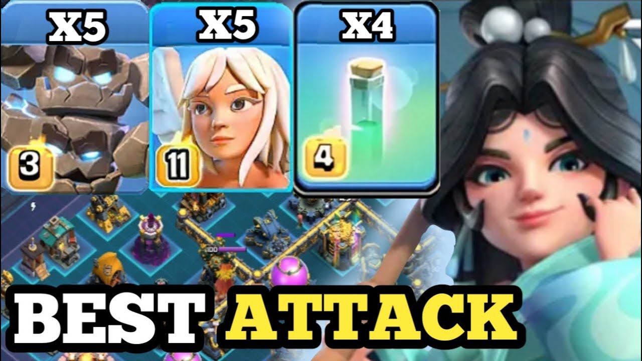 Th18 meteor golem healer with invisibility spell attack coc II best th18 attack strategy coc