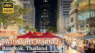 [BANGKOK] SWU Friday Night Market Exploring Thai Street Foods | Thailand [4K HDR Walk Around]