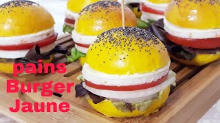 Mini burger jaune ultra moelleux sans colorant/idée buffet  maison