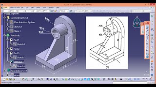 Engineering Drawing OR Design a part using Sketcher,Part Design, Product functional Annotation.