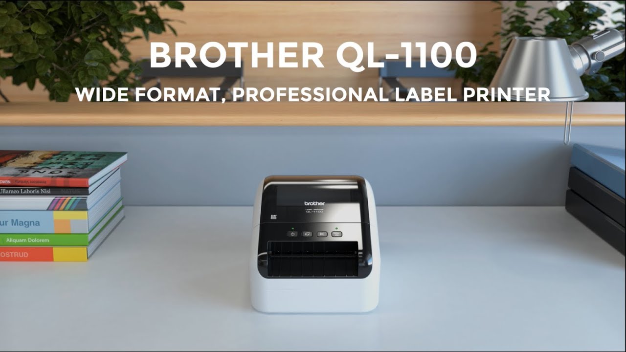 Brother QL-1100C Wide Format Wired Professional Label Printer, Black Print  via USB Direct Thermal, Monochrome, 4