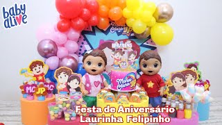 FESTA DE ANIVERSÁRIO DOS GÊMEOS LAURINHA E FELIPINHO COM O TEMA MARIA CLARA E JP