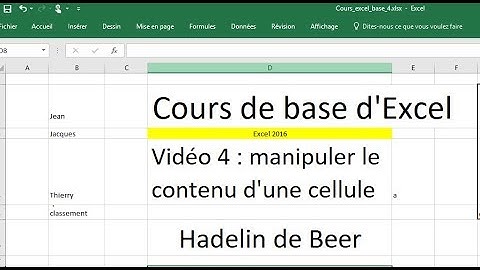 cours de base Excel saisie