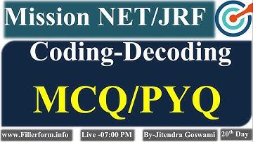 #20 Coding and Decoding MCQ and PYQ | Mission JRF with Jitendra Goswami| Coding and Decoding MCQ