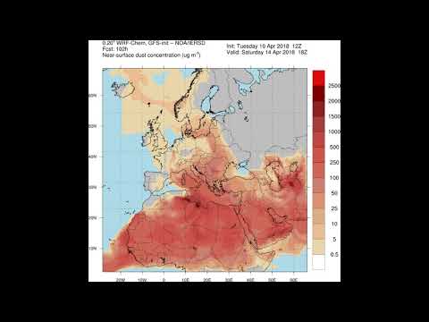 Πρόγνωση μεταφοράς σκόνης 11 - 14 Απριλίου 2018