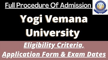 Yogi Vemana University Admission 2023: Application (Soon), Dates, Eligibility, Pattern, Syllabus