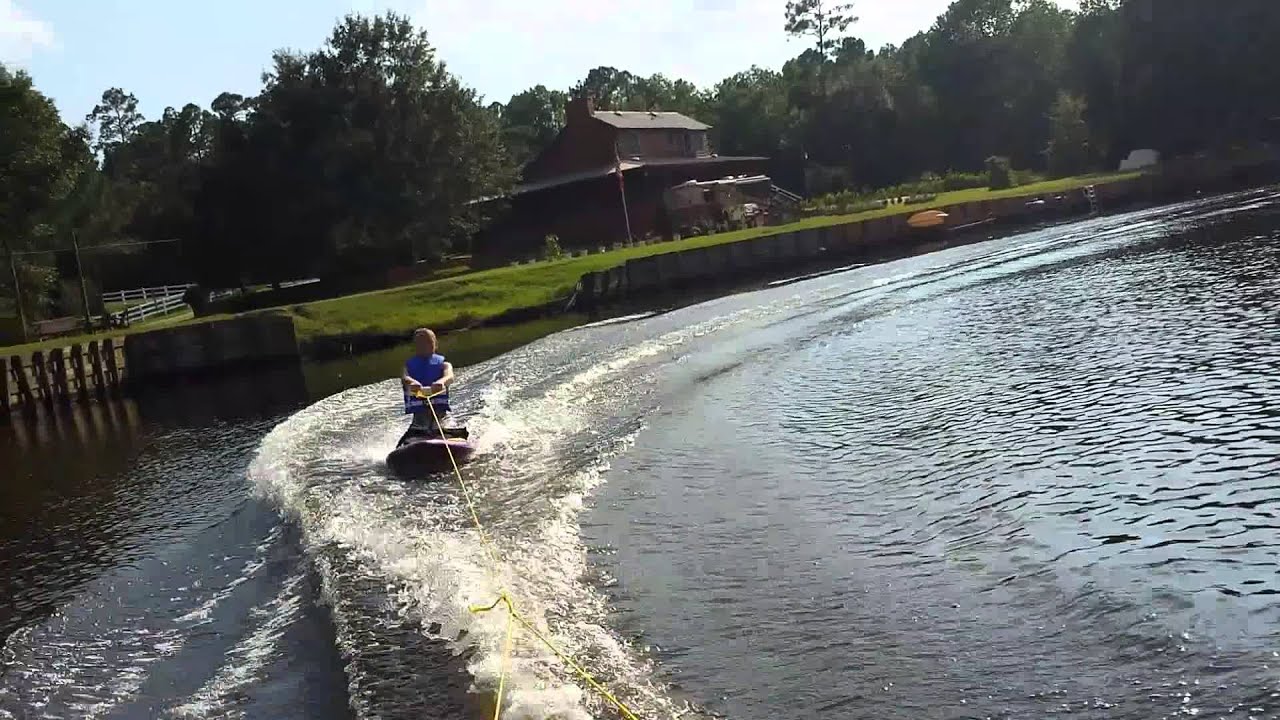 Knee boarding with jon boat 3 YouTube
