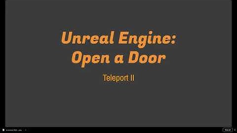 Unreal Engine: Open a Door - Teleport II
