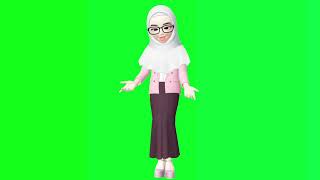 Animasi guru muslimah berbicara green screen