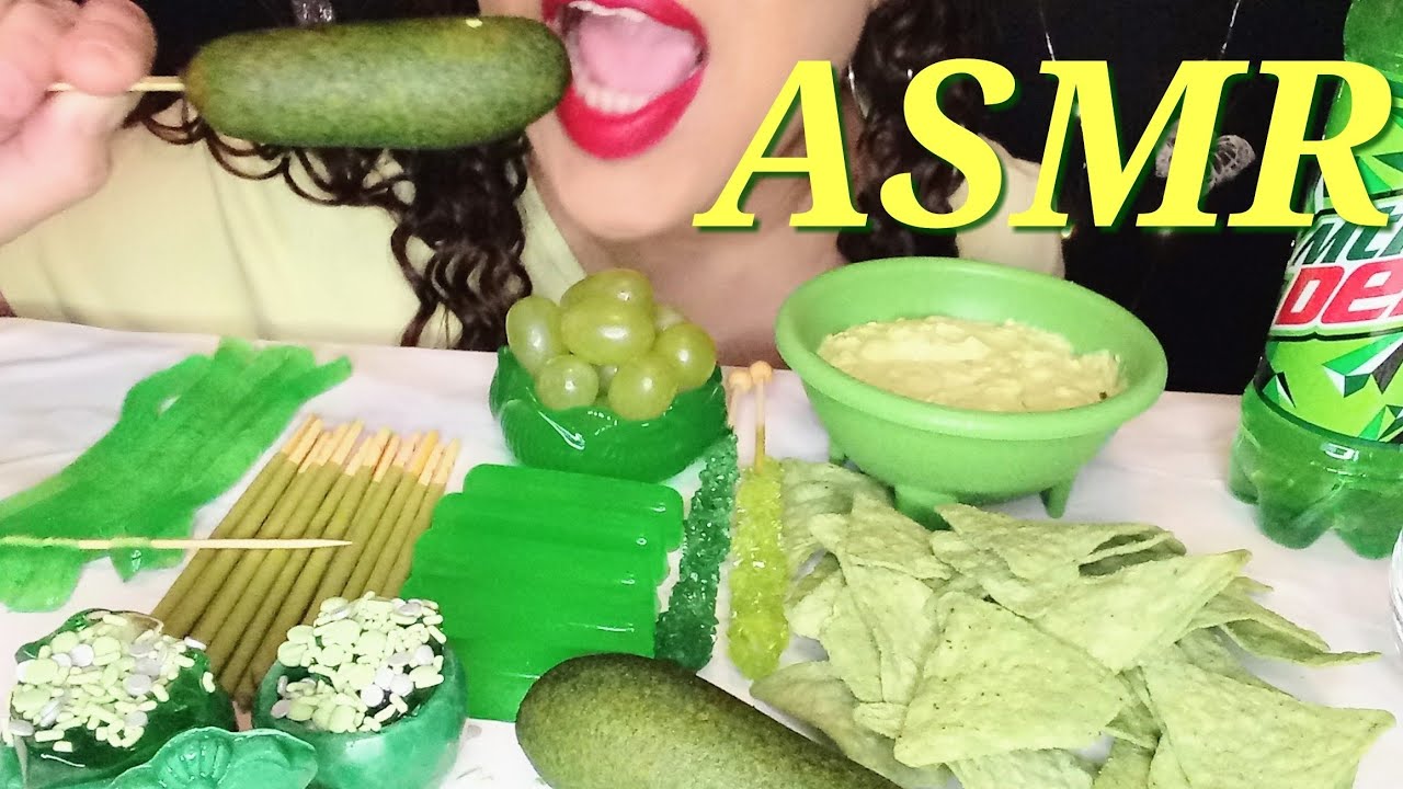 ASMR GREEN FOOD MUKBANG | EATING SOUNDS | NO TALKING - YouTube