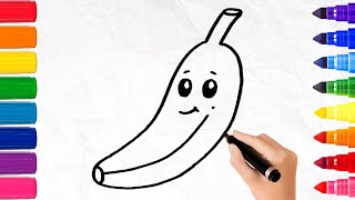 Banana 🍌 Drawing Painting Coloring for kids and toddlers #banana #fruit #drawing